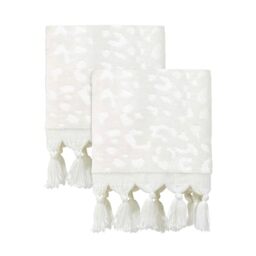 Nicole Miller Bathroom Accessories Celina Collection, 2pc Hand Towels, Cream 2 Count