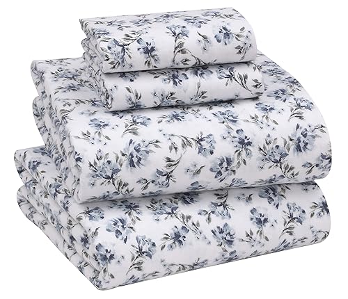 "RUVANTI Flannel Sheets Queen Size - 100% Cotton Brushed Flannel Bed Sheet Sets - Deep Pockets 16 Inches (fits up to 18"") - All Seasons Breathable & Super Soft - Warm & Cozy - 4 Pcs - Perri Me"