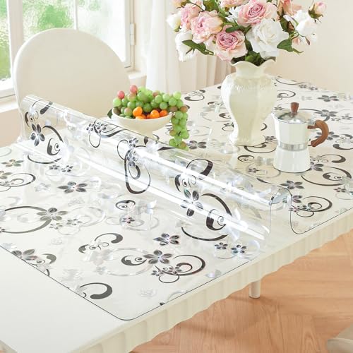 "LovePads Table Protector, 40"" x 72"" Plastic Table Cover, 3D Laser Vinyl Waterproof Desk Protector Mat for Kitchen, Dresser, Writing Desk"