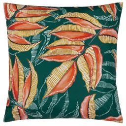 furn. Wylder Akia Outdoor Cushion Cover – Water Resistant Botanical Tropical Leaf Decorative Case (Teal – 43x43cm)