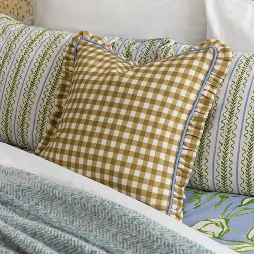 furn. Maude Gingham Cotton Piped Feather Filled Cushion