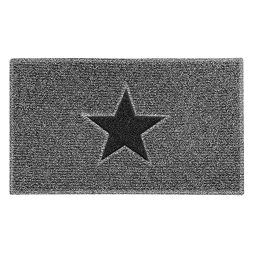 Nicoman STAR Door Mat|Entrance Barrier Dirt-Trapper Floor Mat|Patio Garden Conservatory Doormat|Indoor Outdoor Matt|Charcoal with Black Star, 75x44cm (29.5x17.3inches)