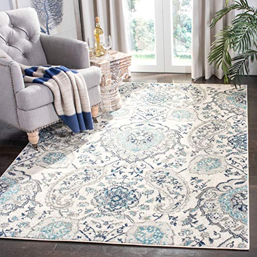 Safavieh Modern Chic Indoor Woven Rectangle Area Rug, Madison Collection, MAD600, in Cream / Light Grey, 155 X 229 cm for Living Room, Bedroom or Any Indoor Space