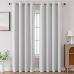 CUCRAF Grayish White Blackout Curtains 63 inch Length 2 Panels Set, Room Darkening Drapes for Living Room Bedroom, Thermal Insulated Light Blocking Grommet Window Curtain (W52 x L63 Inch)