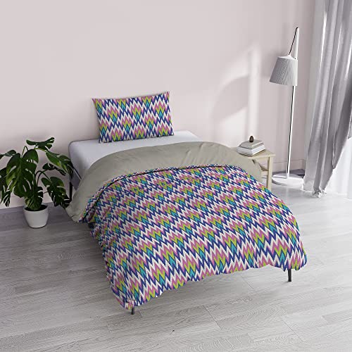 "Italian Bed Linen ""Fantasy Duvet Cover Printed Microfibre Zig Zag Small Double"