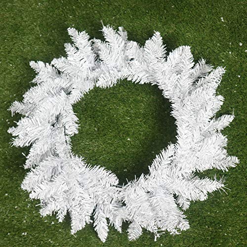 55CM Silver White Imperial Pine Wreath Christmas Holiday Home/Office/Fireplace/Door Decorations with 120 Pencil Point Tips