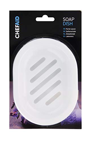 Chef Aid White Plastic Soap Dish, Made with extra Durable BPA free plastic