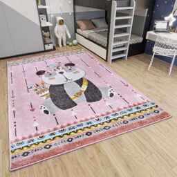 Hanse Home Adventures Children's Rug - Panda Pattern, Animal Pattern Rug Boys Girls for Children's Room, Playroom, Teenager's Room, Living Room - Pink, 120 x 170 cm