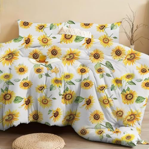 SDIII 3PCS Sunflower Comforter Set Queen, for Toddlers Boys Girls Teens and Kids, Cute Comforters Queen Size, Sunflower Bedding Queen on Amazon