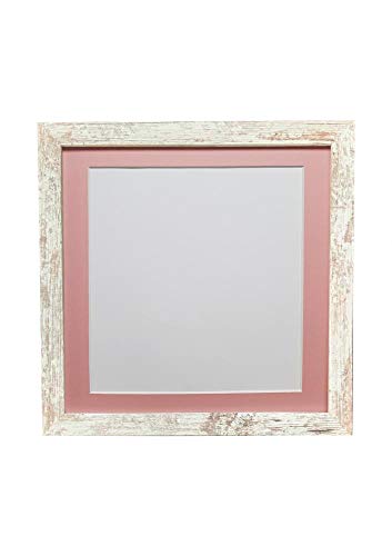 FRAMES BY POST H7 Picture Photo Frame, Distressed White Pink Mount, 20 x 20 Inch Image Size 40 x 40 cm