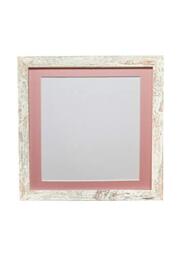 FRAMES BY POST H7 Picture Photo Frame Distressed White with Pink Mount 20 x 20 Inch Image Size 40 x 40 cm Plastic Glass