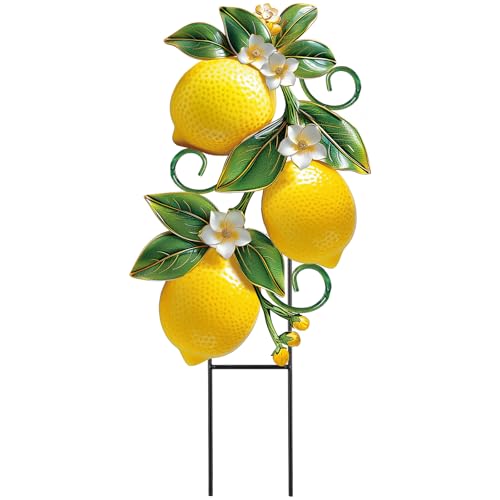 Amyhill Spring Summer Lemon Garden Stakes Yard Signs with Metal Stakes Decorative Waterproof Lawn Sign Outdoor Decorations for Garden Lawn Decor