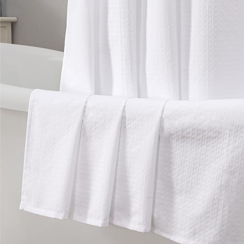 Aiyufeng Long Shower Curtains for Bathroom???Dot Like Embossed Textured Water Repellent Fabric Shower Curtain???Hotel Luxury Quality & Soft Cloth???Machine Washable???72Wx84L???White