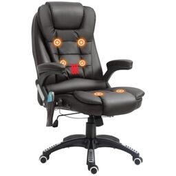 HOMCOM Massage Office Chair with Heated Lumbar Adjustable Height Brown