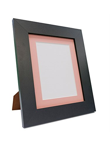 "FRAMES BY POST Metro Black Photo Picture Poster Frame, Pink Mount, 45 x 30cm Pic Size 14"" x 8"""