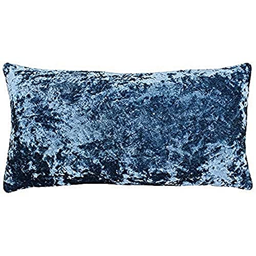"Riva Paoletti Roma Rectangular Cushion Cover - Cerulean Blue - Crushed Velvet Look and Feel - Hidden Zip Closure - Machine Washable - 100% Polyester - 30 x 60cm (12"" x 24"" inches)"