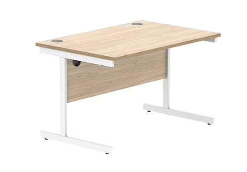 Office Hippo Essentials Rectangular Writing Computer Work Place, Home Office Desk with Cable Port Management, MFC, Canadian Oak, 120x80cm