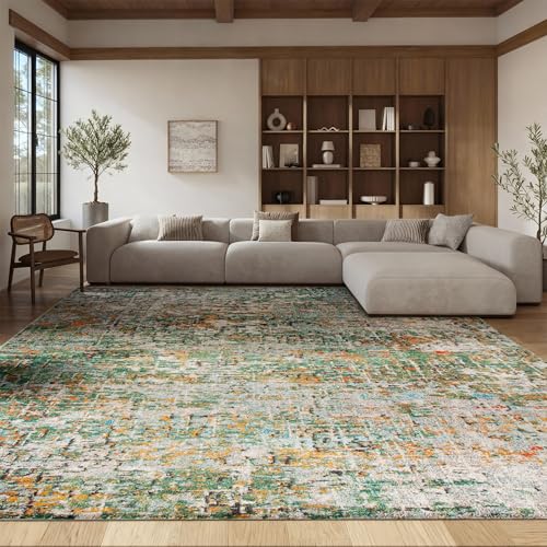 SAFAVIEH Contemporary Rug for Living Room, Dining Room, Bedroom - Madison Collection, Short Pile, in Green and Turquoise, 183 X 274 cm