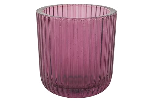 Cosy Home Set of 6 Ribs Crystal Candlesticks, Violet, 9 x 9 x 9 cm