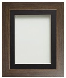 Frame Company Watson Brown Picture Photo Frame fitted with Perspex, 12x10 inch with Black Mount for image size 10x8 inch