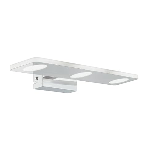Eglo LED Wall Lamp Cabus, Wall Light, LED Mirror Light Made of Metal and Frosted Plastic, Bathroom Lamp in Chrome, LED Damp-Proof Light Warm White, IP44, L 45 cm