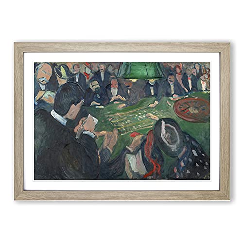 At The Roulette Table by Edvard Munch Framed Print - A2 Oak Framed Wall Art - Ready to Hang - Modern Nature Picture - Living Room Bedroom Lounge Office