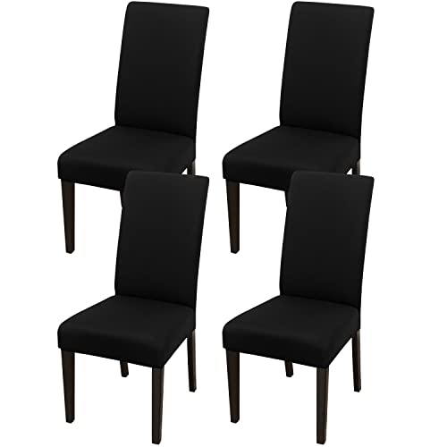 JQinHome 4 Pcs Dining Chair Slipcover, High Stretch Removable Washable Chair Seat Protector Cover for Home Party Hotel Wedding Ceremony