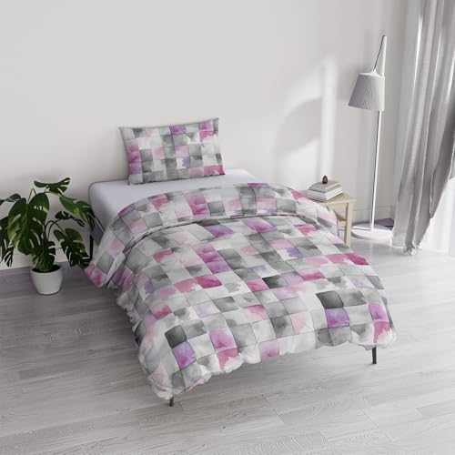 Italian Bed Linen River Cotton Single Duvet Cover Set, Made in Italy – Duvet Cover Set – Duvet Cover 150 x 200 cm with Double Flap and Pillow Cases (Single, ili)