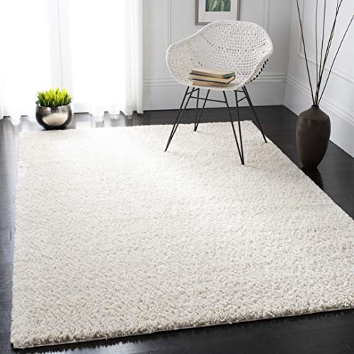 Safavieh Shag Rug for Living Room, Dining Room, Bedroom - August Shag Collection, Short Pile, in Ivory, 162 X 159 cm