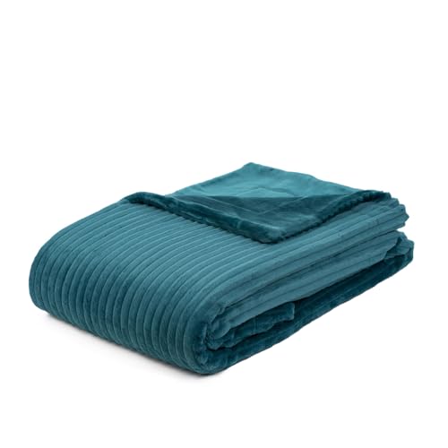 Gözze - Soft, Cuddly Throw/Blanket, Corduroy Look, 1620g/Stück, 150 x 200 cm - Petrol