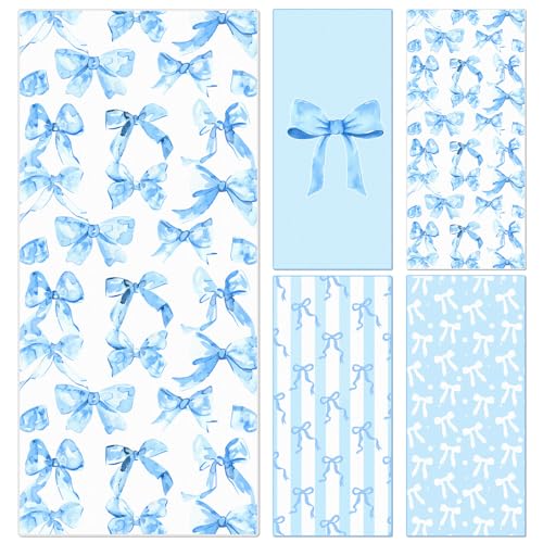 Haull 4 Pack Soft Oversized Microfiber Beach Towel Set Extra Large Pool Bath Towels Absorbent Quick Drying Camping Towel Bulk Beach Accessories for Swimming(Blue Bow,75 x 35 Inch)