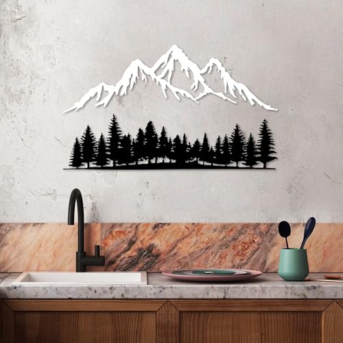 Stylish Decorative Metal Wall Accessory, Black & White, 70 x 22 cm & 70 x 40 cm, 100% Metal, 1.5 mm Thick, Easy Wall Mounting, Perfect for Home Decor