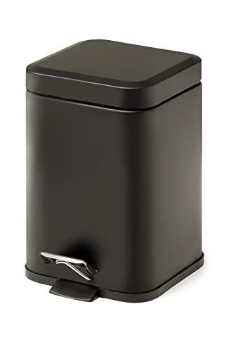 Gedy Argenta square bathroom basket made of stainless steel, black, capacity 3 litres, dimensions 16.5 x 21.5 x 25 cm and weight 0.76 kg