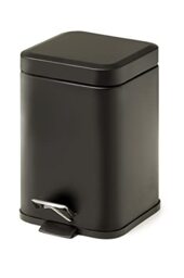Gedy Argenta square bathroom basket made of stainless steel, black, capacity 3 litres, dimensions 16.5 x 21.5 x 25 cm and weight 0.76 kg