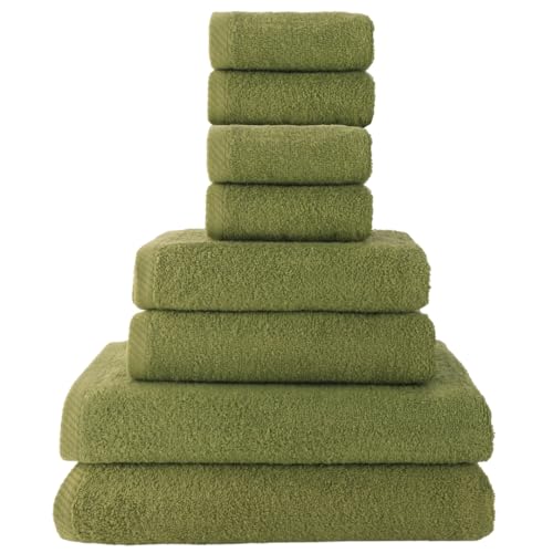 Top Towel Set of 8 Bath Towels - 2 x Shower Towels, 2 x Hands/Washbasin and 4 x Face or Bidet - 100% Soft Cotton 400 g/m² - Ideal for Modern and Stylish Bathroom