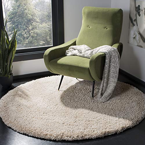 Safavieh Shag Rug for Living Room, Dining Room, Bedroom - California Shag Collection, High Pile, in Beige, 122 X 122 cm