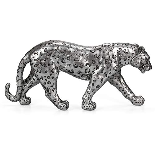 "POLYDUKE Silver Cheetah 7.1"" H Statue, Cheetah Figurine Home D??cor Realistic Antique Classical Leopard Statues Living Room Decor Ornament Figurine"