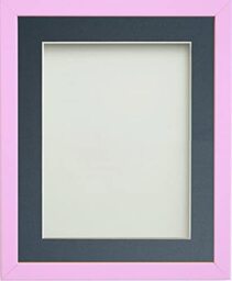 Frame Company Jellybean Range Pink Wooden 10x8 inch Picture Photo Frame with Blue Mount for Image 6x4 inch * Choice of Colours & Sizes* Fitted with Perspex