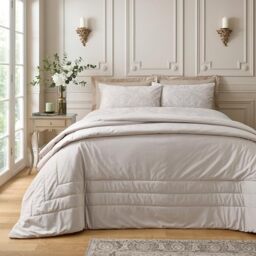Catherine Lansfield Bridgerton Regal Soft Velvet Quilted 220x230cm Bedspread Cream