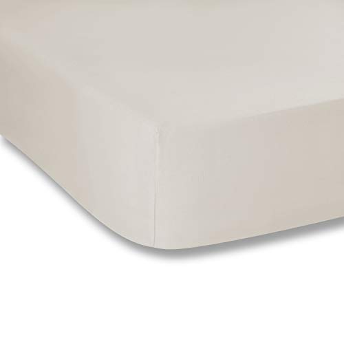 Plain Dyed Neutral Fitted Sheet 135x200cm 100% Cotton Percale