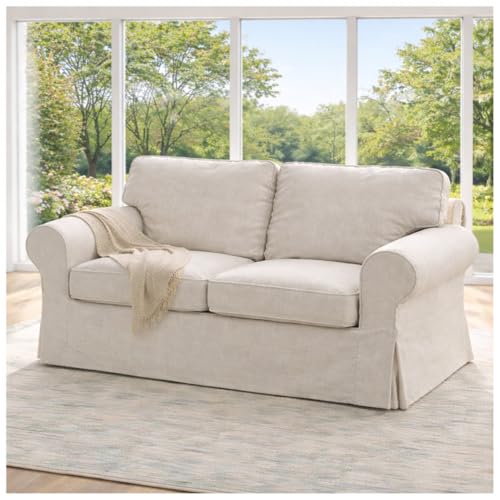 The sofa cover replacement is custom made for IKEA Ektorp Loveseat Sofa. Cover Only. Ektorp Cover Replacement (2 Seat Loveseat, Beige Polyester)