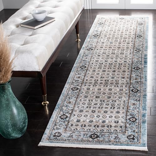 Safavieh Shivan Collection Contemporary Rug for Living Room Dining Room Bedroom Short Pile Grey and Blue 26 x 96 Inch