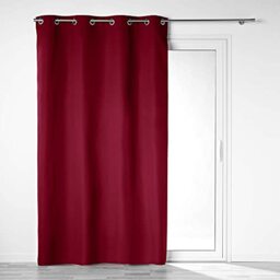 Douceur d'Intérieur, 140 x 260 cm 100% Opaque Microfibre Plain Eyelet Curtain Dark Red