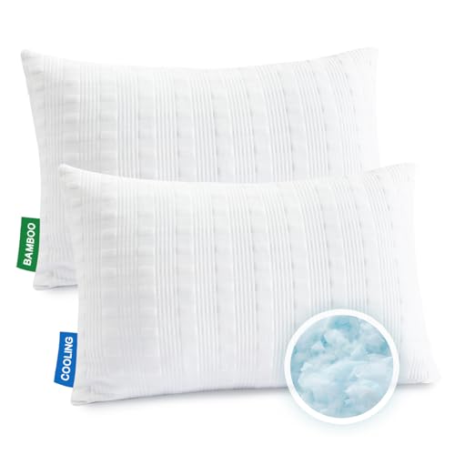 Meoflaw Cooling Pillows for Sleeping Queen Size Set of 2,Shredded Memory Foam Bed Pillow with Pillow Case-Double Sided Material,Adjustable Loft Queen Pillow for Side & Back Sleeper(Queen,2-Pack)