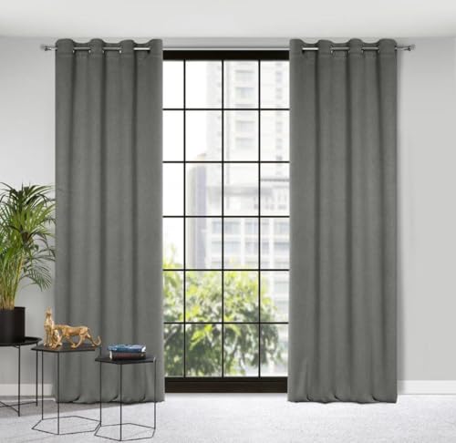 Eurofirany CARLO Extra Long Blackout Curtain with Eyelets - 1 Unit, Heavy 340g/m², Thermal Insulating Curtain, Opaque, Room Darkening, Bedroom, Living Room, W53'' x L98'', Dark Grey