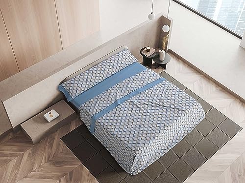 MANTAS MORA - Set of combined cotton sheets + pillowcases - 3/4 pieces - 144 thread count - interseason pattern - Model M84