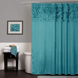 Lush Decor Lillian Shower Curtain - Textured Shimmer Circle Design Bathroom, 72” x 72”, Turquoise