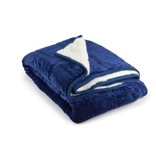 Emma Barclay Weighted Sherpa Blanket in Navy - 50x60 (127x152cm)