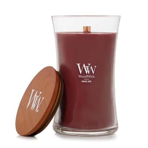 WoodWick Scented Candle with Crackling Wick - Rouge Oud Large Hourglass Candle - Long Burning Candles: Up to 130 Hours - Perfect Gifts for Women