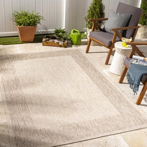 Livabliss Layla Crete Indoor Outdoor Carpet 200x275 cm, Large Boho Vintage Pattern for Living Room, Dining & Kitchen, Waterproof Stain Durable, Beige Cream